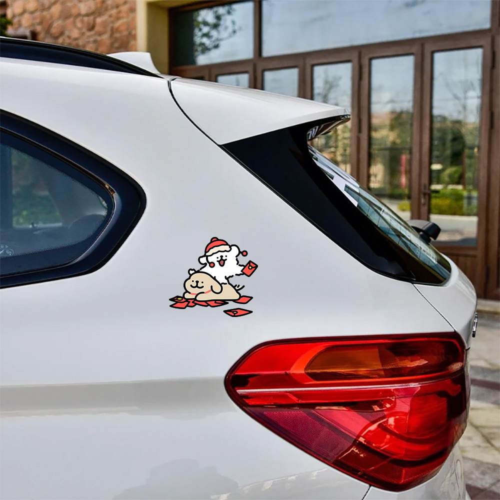 Cartoon Puppy Maltese Car Stic - Motorcycle Gear For Dogs review and price